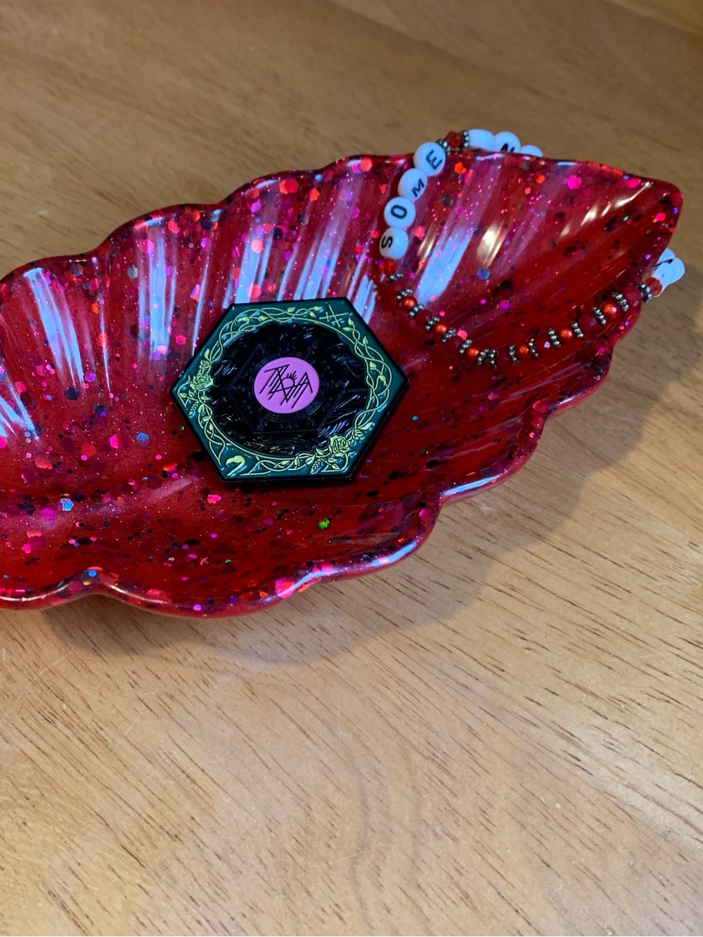 Red and Black Feather Trinket Tray